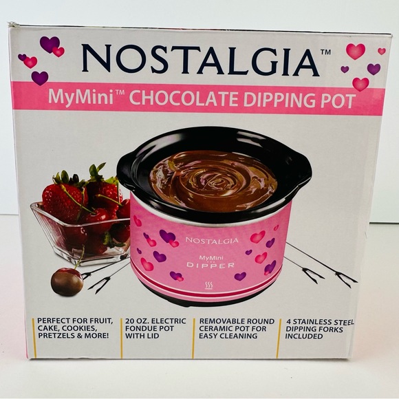 NOSTALGIA My Mini Chocolate Dipping Pot *Lid & Pink Heart Design 20 Oz Sealed - Picture 1 of 5